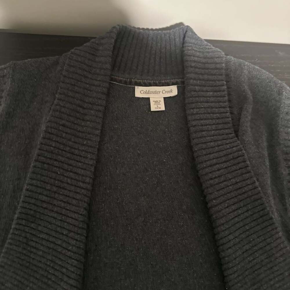 Coldwater Creek Women's Gray Open Front Cardigan Sweater - Size L (14-16)